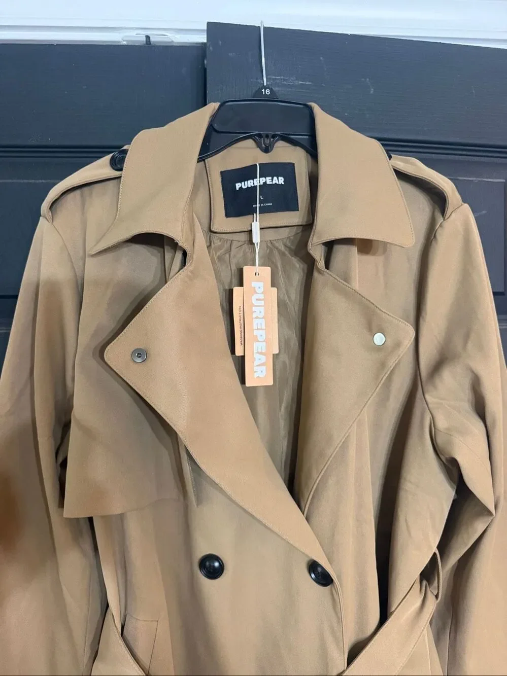 Purepear Women Spring Jackets Long Trench Coats Water Resistant NWT Size L